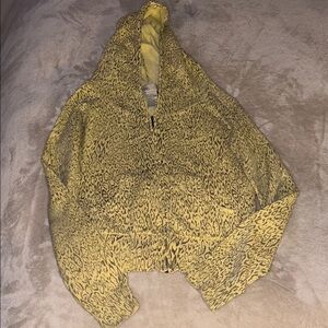 Zara Yellow and Black Leopard-Print Zip Hoodie